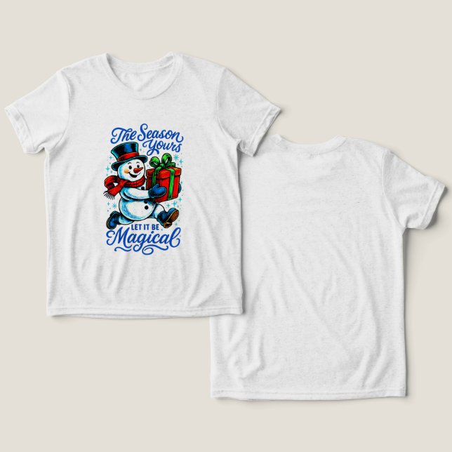 Magical Snowman Christmas Delivery Tee fun holiday (Design Front & Back)