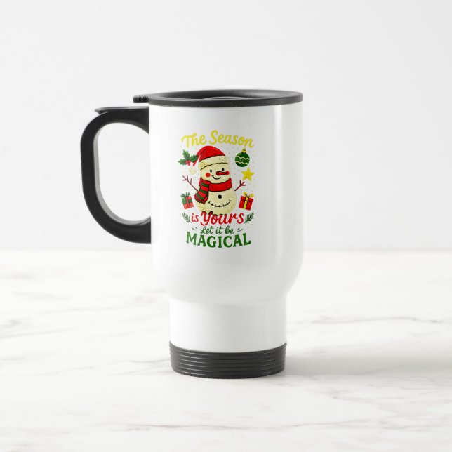 Magical Snowman Christmas Insulated Commuter Gift Travel Mug (Left)