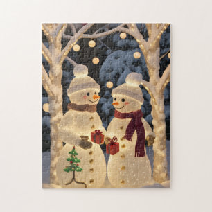 Magical Snowman Christmas Lights Jigsaw Puzzle