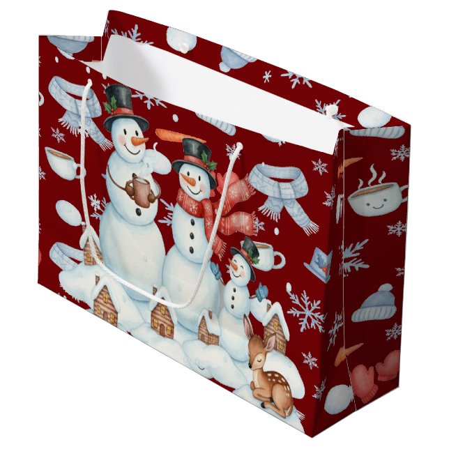 Magical Snowman Frozen Large Gift Bag (Front Angled)