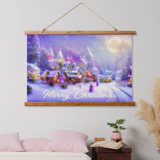 Magical snowy village  hanging tapestry (Bedroom)