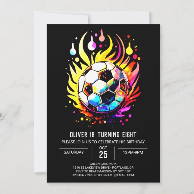 Magical Soccer Kids Editable Birthday Invitation (Front)