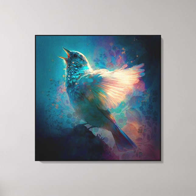Magical Songbird Singing Canvas Print (Front)