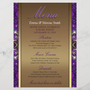 Magical Sparkle Gold+Purple Wedding Big Size Menu