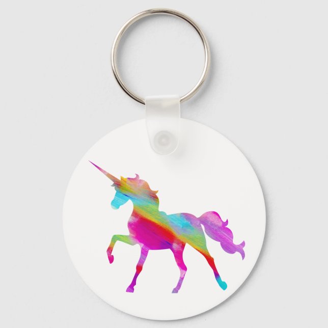 Magical sparkly rainbow prancing unicorn key ring (Front)