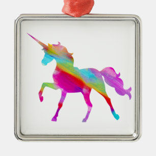 Magical sparkly rainbow prancing unicorn metal tree decoration