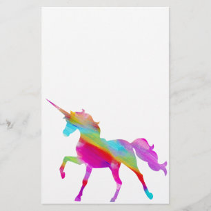 Magical sparkly rainbow prancing unicorn stationery