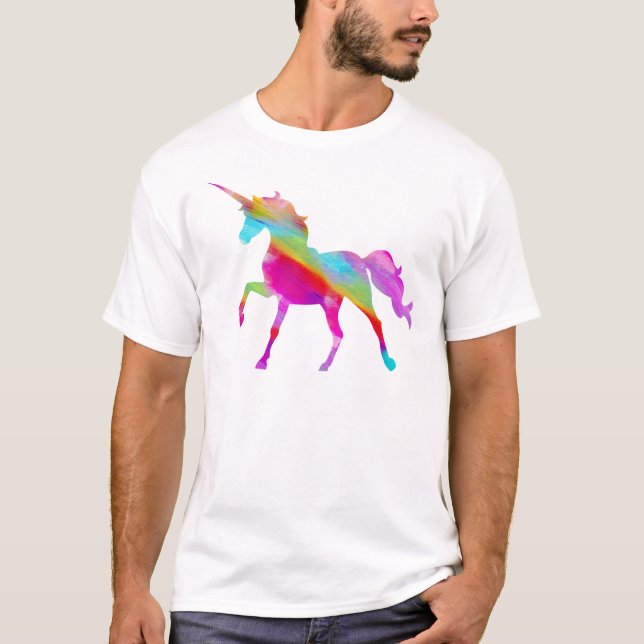 Magical sparkly rainbow prancing unicorn T-Shirt (Front)