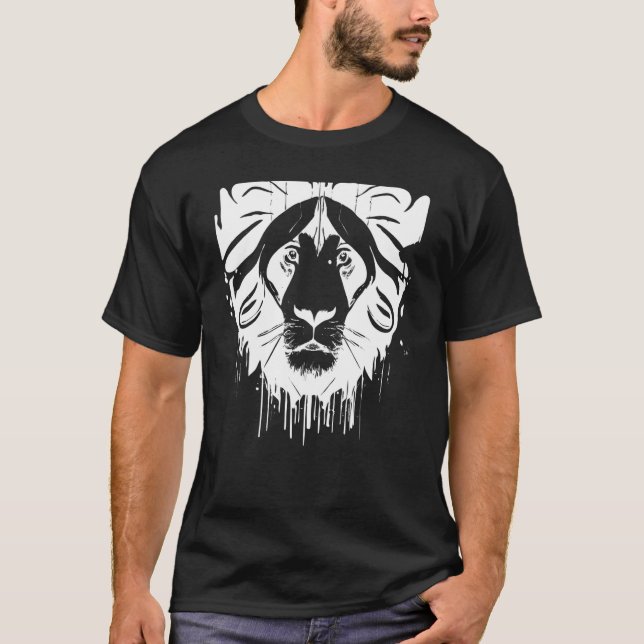 Magical Spiritual Lion Sacred Geometry Pyramid Leo T-Shirt (Front)