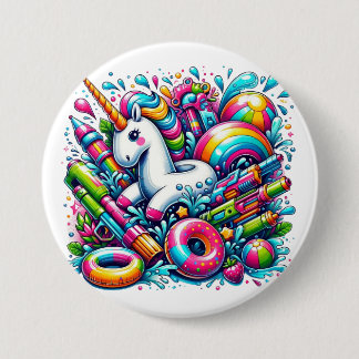 Magical Splash: Unicorn Pool Party Summer Fun 7.5 Cm Round Badge