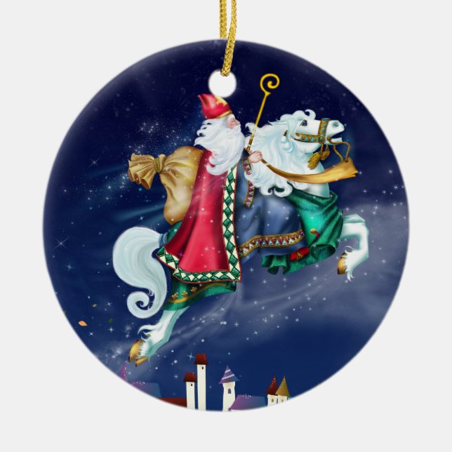 Magical St. Nicholas -  Santa - SRF Ceramic Tree Decoration (Front)