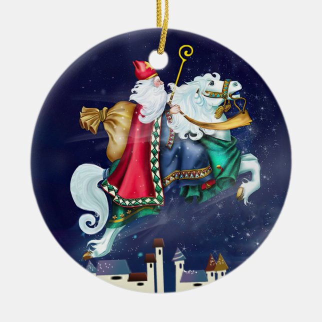 Magical St. Nicholas - Santa - SRF -- Crice Orname Ceramic Tree Decoration (Front)