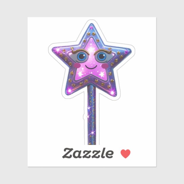Magical Star Wand Sticker with Cute Winking Eyes  (Sheet)