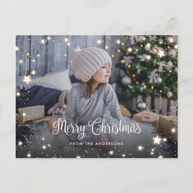 Magical Starry Christmas Photo Postcards (Front)