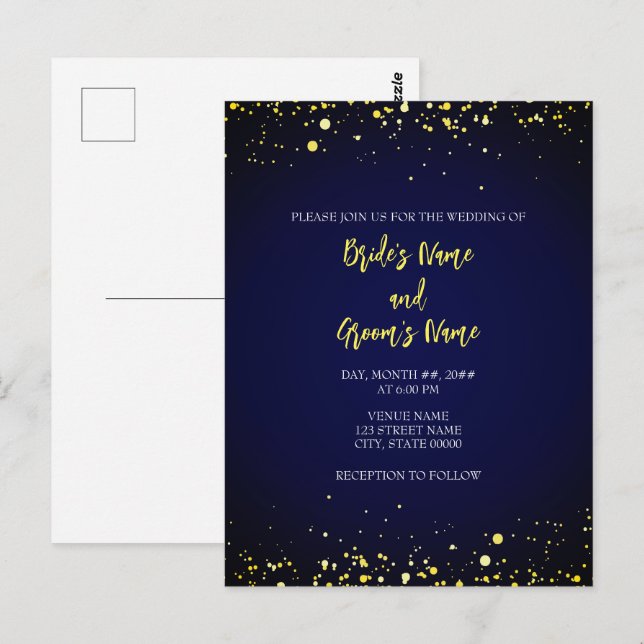 Magical Starry Night Wedding Invitation Postcard (Front/Back)