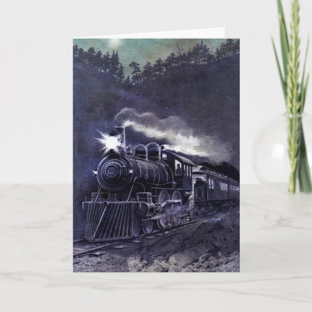 Magical Steam Engine Victorian Train Card (Front)