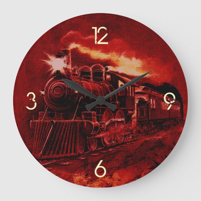 Magical Steam Engine Victorian Train Large Clock (Front)