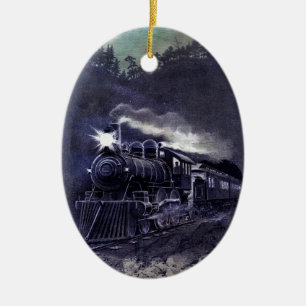 Magical Steam engine Victorian Train Ornamnent Ceramic Tree Decoration