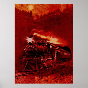 Magical Steam Engine Victorian Train Poster