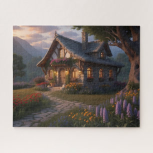 Magical Stone Cottage at Twilight Jigsaw Puzzle