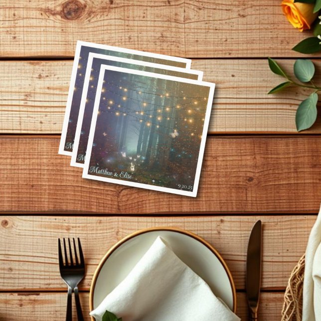 Magical String Lights Enchanted Forest Wedding Napkin (Creator Uploaded)