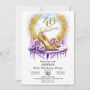 Magical Stylish Digital Gold 40th Birthday Invitation