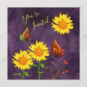 Magical Sunflowers & Butterflies Birthday Invite