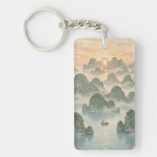 Magical Sunrise in Raja Ampat Vintage Style Key Ring