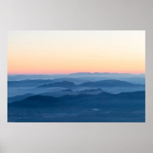 Magical sunset foggy layers poster