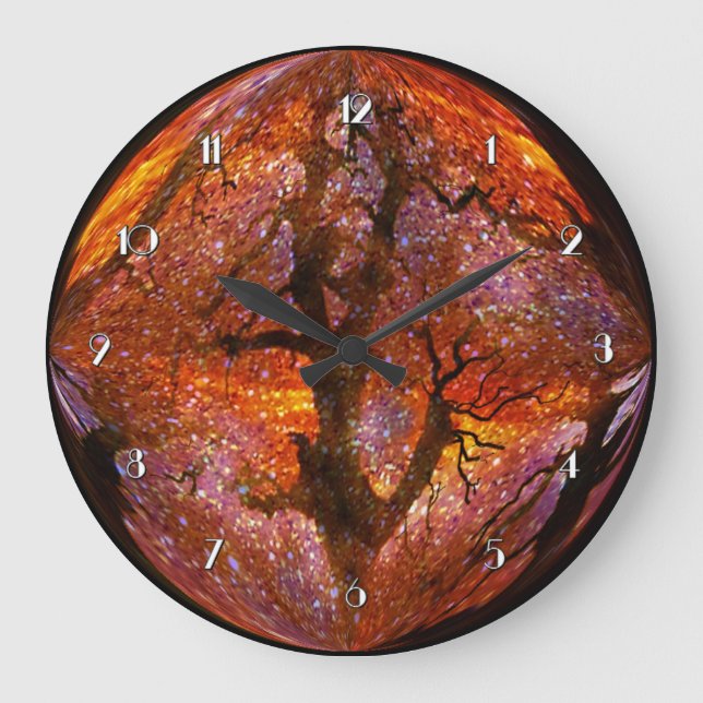 Magical Sunset Orange Crystal Ball Wall Clock (Front)
