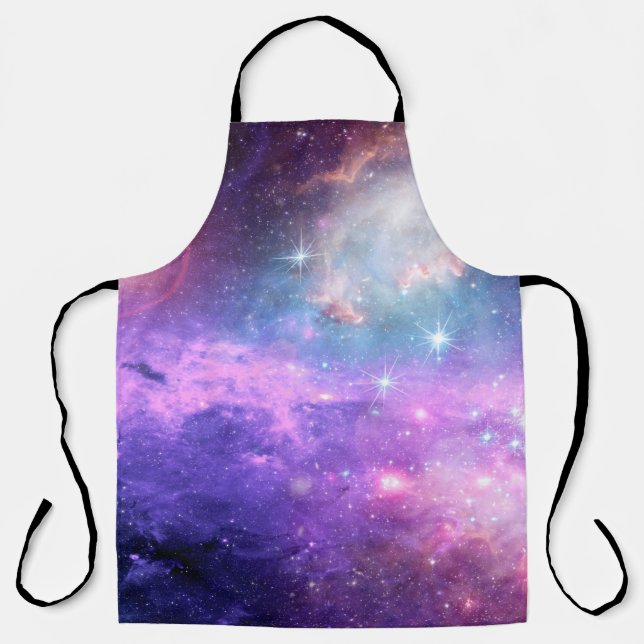 Magical surreal colorful space background with man apron (Front)
