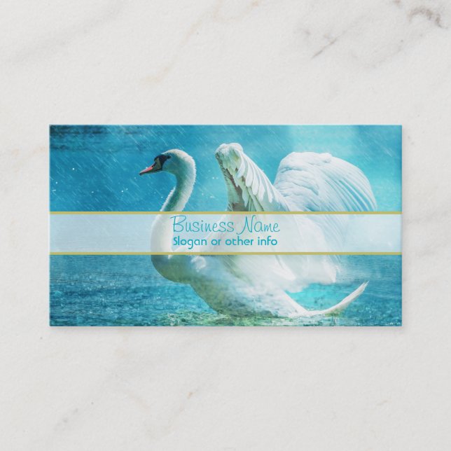 Magical Swan During a Summer Shower Business Card (Front)
