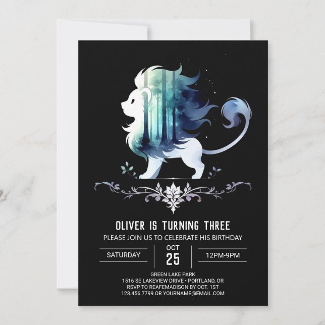 Magical Sweet Lion Birthday Invitation (Front)