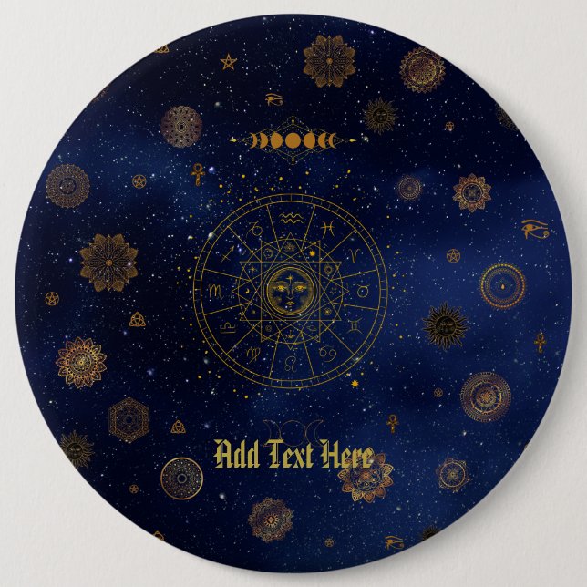 Magical Symbols of Protection Mandala Pagan Witch 6 Cm Round Badge (Front)