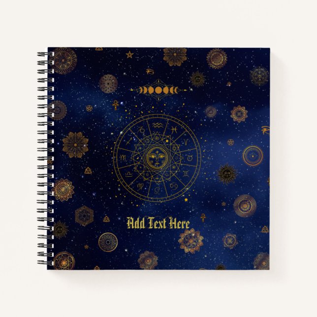 Magical Symbols of Protection Mandala Pagan Witch Notebook (Front)
