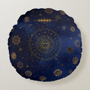 Magical Symbols of Protection Mandala Pagan Witch Round Cushion