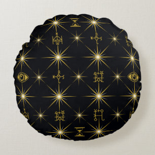 Magical Symbols Pattern Round Cushion
