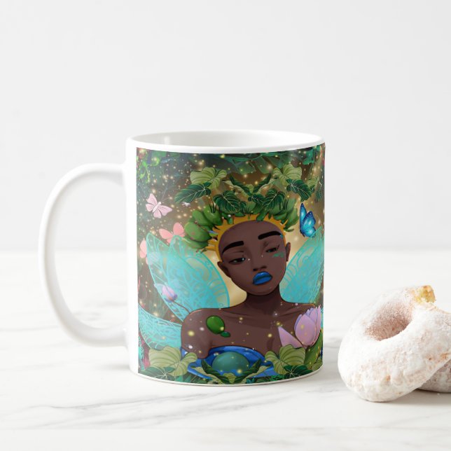 Magical Tale of an African American Black Fairy Coffee Mug (With Donut)