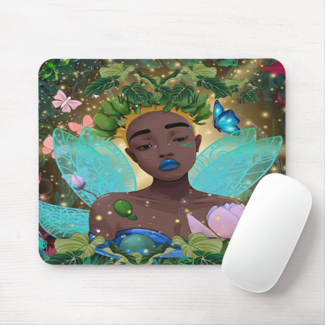 Magical Tale of an African American Black Fairy Mouse Mat (With Mouse)
