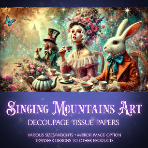 Magical Tea Party Mad Hatter and Alice Decoupage Tissue Paper