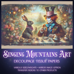 Magical Tea Time Hatter and Rabbit Decoupage Tissue Paper