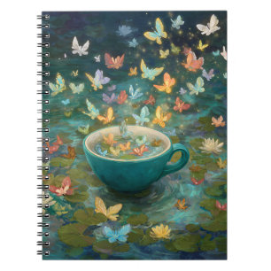Magical Teacup Blooming with Butterflies Art Notebook