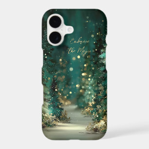 Magical Teal Green Forest Gold Bokeh