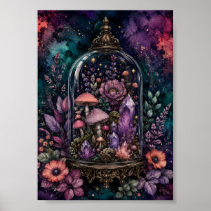 Magical Terrarium Crystal and Mushroom Whimsigoth Poster