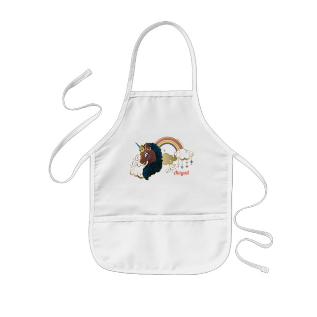 Magical the Unicorn Rainbow & Clouds Design Kids Apron (Front)