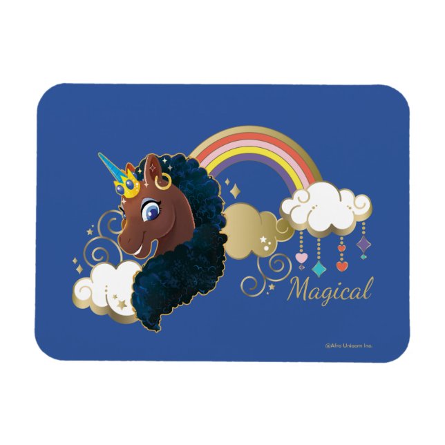 Magical the Unicorn Rainbow & Clouds Design Magnet (Horizontal)