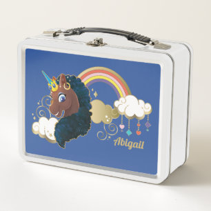 Magical the Unicorn Rainbow & Clouds Design Metal Lunch Box