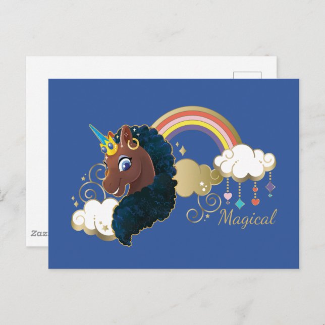 Magical the Unicorn Rainbow & Clouds Design Postcard (Front/Back)