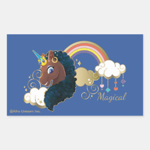 Magical the Unicorn Rainbow & Clouds Design Rectangular Sticker