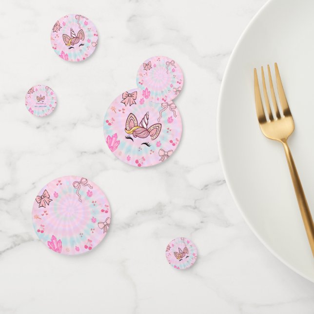Magical Tie Dye Unicorn Coquette Bow Birthday  Confetti (Group)